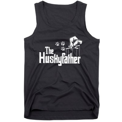 Huskyfather Dog Dad Puppy Paw Print Fun Animal FathersDay Tank Top