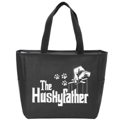 Huskyfather Dog Dad Puppy Paw Print Fun Animal FathersDay Zip Tote Bag