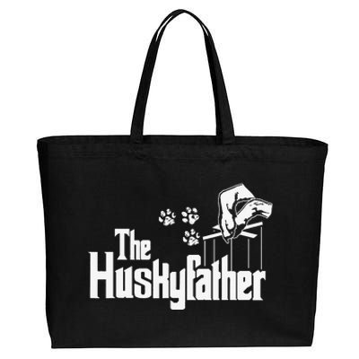 Huskyfather Dog Dad Puppy Paw Print Fun Animal FathersDay Cotton Canvas Jumbo Tote