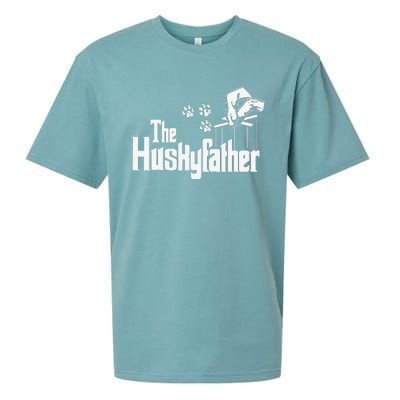 Huskyfather Dog Dad Puppy Paw Print Fun Animal FathersDay Sueded Cloud Jersey T-Shirt