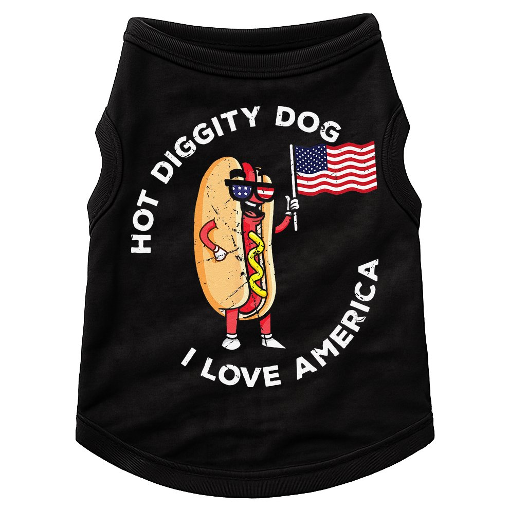 Hot Diggity Dog July 4th Patriotic BBQ Picnic USA Funny Doggie Tank