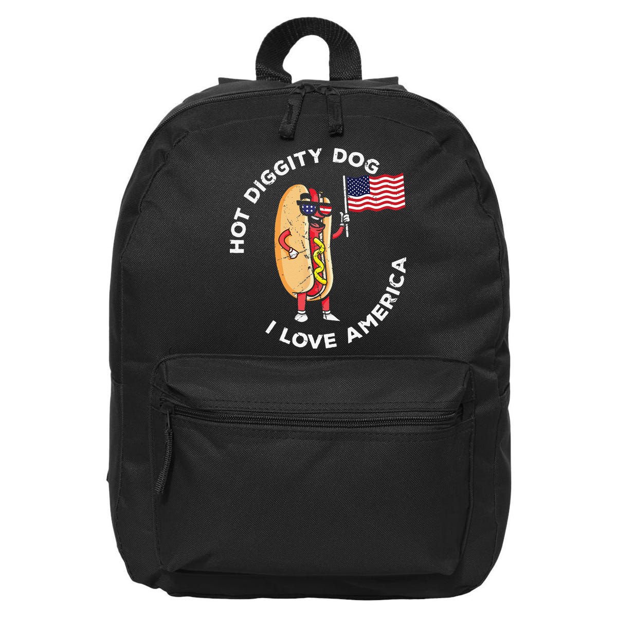 Hot Diggity Dog July 4th Patriotic BBQ Picnic USA Funny 16 in Basic Backpack