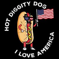 Hot Diggity Dog July 4th Patriotic BBQ Picnic USA Funny 16 in Basic Backpack