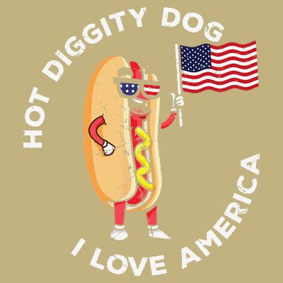 Hot Diggity Dog July 4th Patriotic BBQ Picnic USA Funny T-Shirt