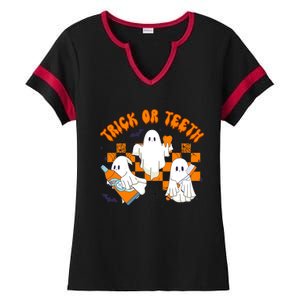 Halloween Dentist Dental Hygienist Boo Spooky Trick Or Th Gift Ladies Halftime Notch Neck Tee