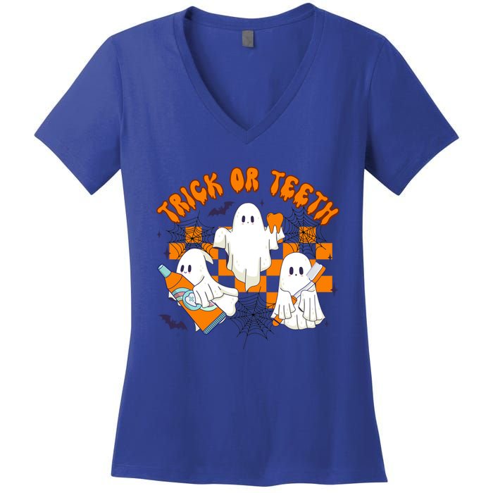 Halloween Dentist Dental Hygienist Boo Spooky Trick Or Th Gift Women's V-Neck T-Shirt