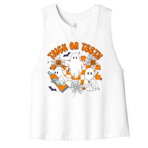 Halloween Dentist Dental Hygienist Boo Spooky Trick Or Th Gift Women's Racerback Cropped Tank