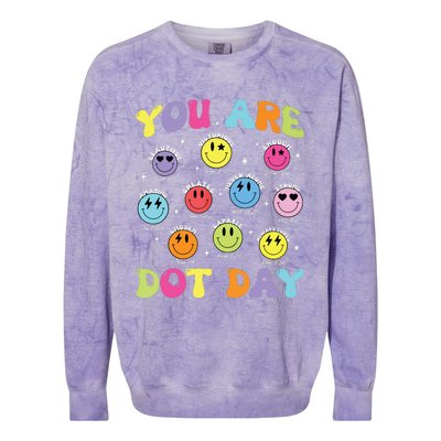 Happy Dot Day Teacher Smile Face Colorblast Crewneck Sweatshirt