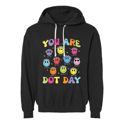 Happy Dot Day Teacher Smile Face Garment-Dyed Fleece Hoodie