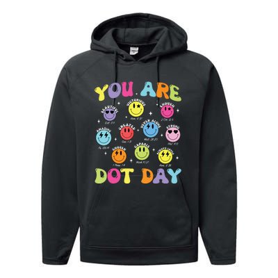 Happy Dot Day Teacher Smile Face Performance Fleece Hoodie