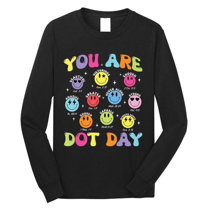 Happy Dot Day Teacher Smile Face Long Sleeve Shirt