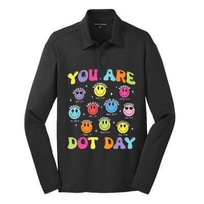 Happy Dot Day Teacher Smile Face Silk Touch Performance Long Sleeve Polo