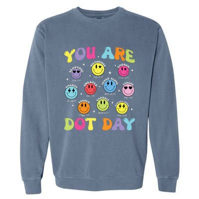 Happy Dot Day Teacher Smile Face Garment-Dyed Sweatshirt