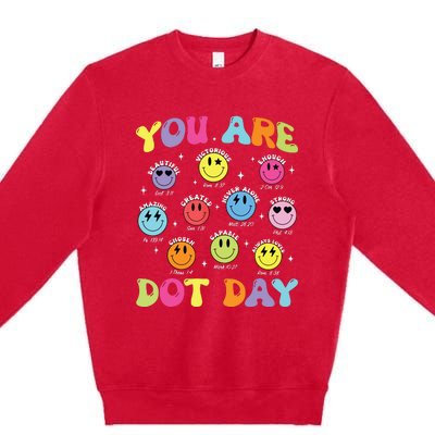 Happy Dot Day Teacher Smile Face Premium Crewneck Sweatshirt