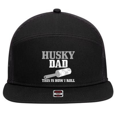 Husky Dad Dog Hair Funny Siberian Husky 7 Panel Mesh Trucker Snapback Hat