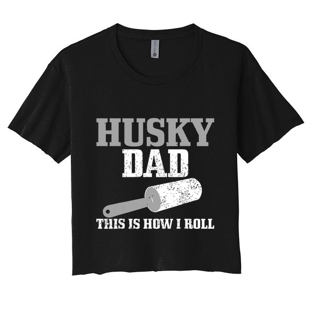 Husky Dad Dog Hair Funny Siberian Husky Crop Top