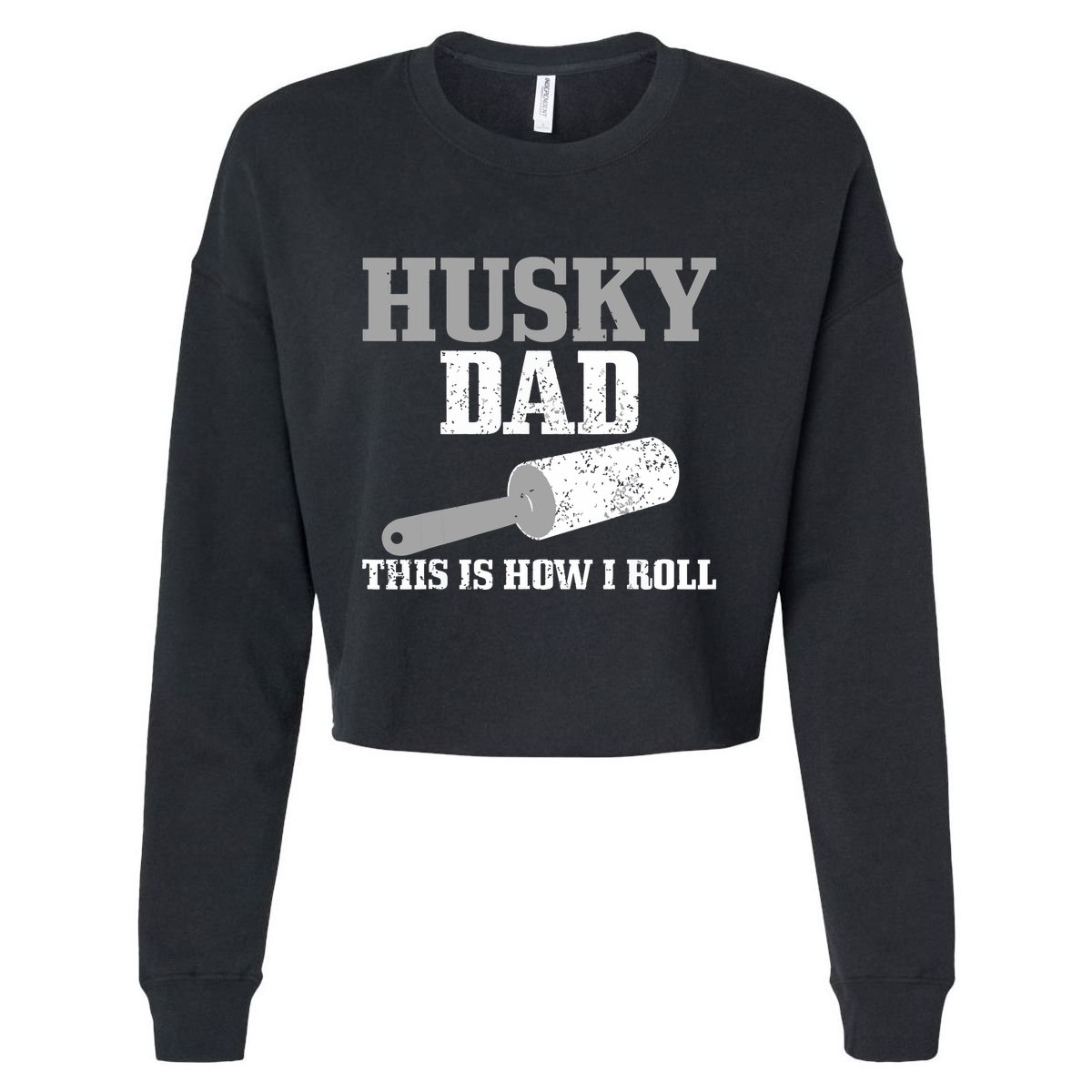 Husky Dad Dog Hair Funny Siberian Husky Cropped Pullover Crew