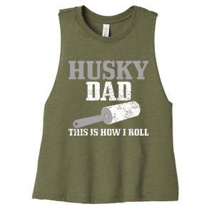 Husky Dad Dog Hair Funny Siberian Husky Women's Racerback Cropped Tank