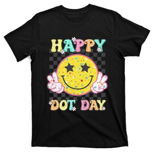 Happy Dot Day Hippie Flowers Smile Face Groovy Teacher Gift T-Shirt