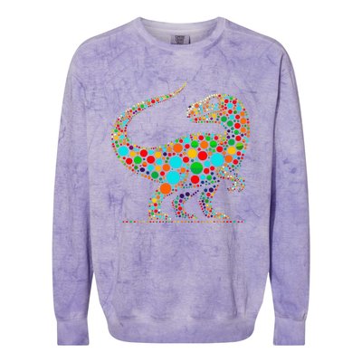 Happy Dot Day Colorful Polka Dot Dinosaur Colorblast Crewneck Sweatshirt