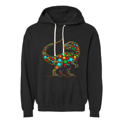 Happy Dot Day Colorful Polka Dot Dinosaur Garment-Dyed Fleece Hoodie