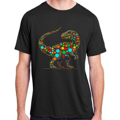 Happy Dot Day Colorful Polka Dot Dinosaur Adult ChromaSoft Performance T-Shirt