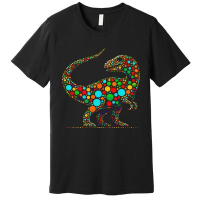 Happy Dot Day Colorful Polka Dot Dinosaur Premium T-Shirt