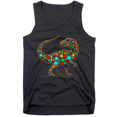 Happy Dot Day Colorful Polka Dot Dinosaur Tank Top