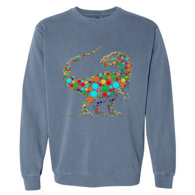 Happy Dot Day Colorful Polka Dot Dinosaur Garment-Dyed Sweatshirt