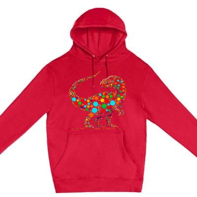 Happy Dot Day Colorful Polka Dot Dinosaur Premium Pullover Hoodie