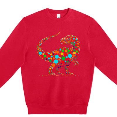 Happy Dot Day Colorful Polka Dot Dinosaur Premium Crewneck Sweatshirt