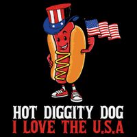 Hot Diggity Dog I Love The USA Happy 4th Of July Hotdog Cooling Performance Crew T-Shirt