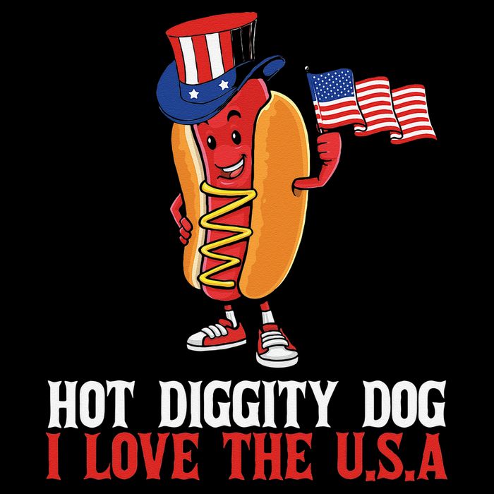 Hot Diggity Dog I Love The USA Happy 4th Of July Hotdog Cooling Performance Crew T-Shirt