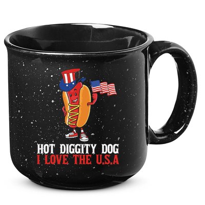 Hot Diggity Dog I Love The USA Happy 4th Of July Hotdog 15oz Campfire Ceramic Mug