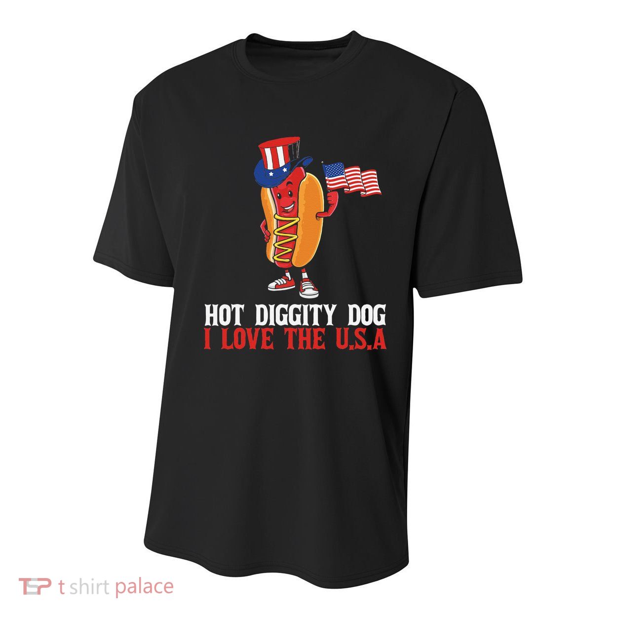 Hot Diggity Dog I Love The USA Happy 4th Of July Hotdog Youth Performance Sprint T-Shirt