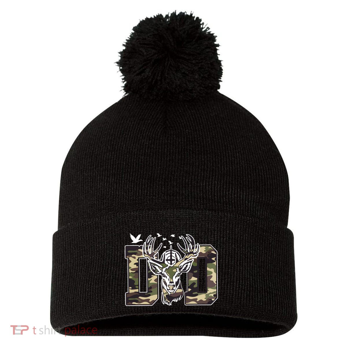 Hunter Dad Deer Hunting Pom Pom 12in Knit Beanie