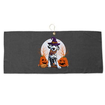 Halloween Dalmatian Dog Lovers Halloween Scary Pumpkin Moon Cool Gift Large Microfiber Waffle Golf Towel