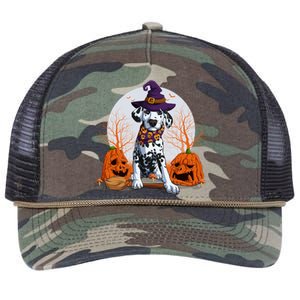 Halloween Dalmatian Dog Lovers Halloween Scary Pumpkin Moon Cool Gift Retro Rope Trucker Hat Cap