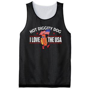 Hot Diggity Dog USA American Flag 4th Of July Fourth Mesh Reversible Basketball Jersey Tank