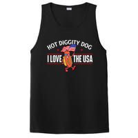 Hot Diggity Dog USA American Flag 4th Of July Fourth PosiCharge Competitor Tank