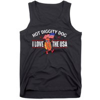 Hot Diggity Dog USA American Flag 4th Of July Fourth Tank Top