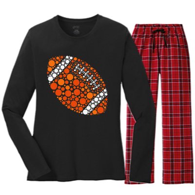 Happy Dot Day 2024 Polka Dot Football Ball Lover Gift Women's Long Sleeve Flannel Pajama Set 