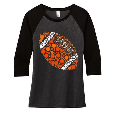 Happy Dot Day 2024 Polka Dot Football Ball Lover Gift Women's Tri-Blend 3/4-Sleeve Raglan Shirt