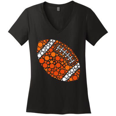 Happy Dot Day 2024 Polka Dot Football Ball Lover Gift Women's V-Neck T-Shirt