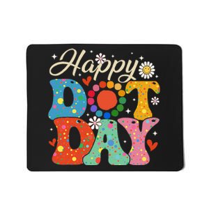 Happy Dot Day Hippie Flowers Smile Face Groovy Teacher Kids Mousepad