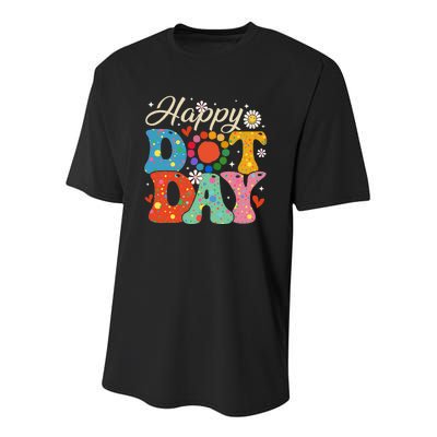 Happy Dot Day Hippie Flowers Smile Face Groovy Teacher Kids Youth Performance Sprint T-Shirt