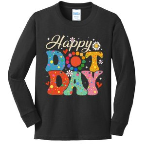 Happy Dot Day Hippie Flowers Smile Face Groovy Teacher Kids Kids Long Sleeve Shirt