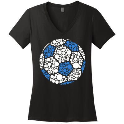 Happy Dot Day 2024 Polka Dot Soccer Ball Lover Women's V-Neck T-Shirt