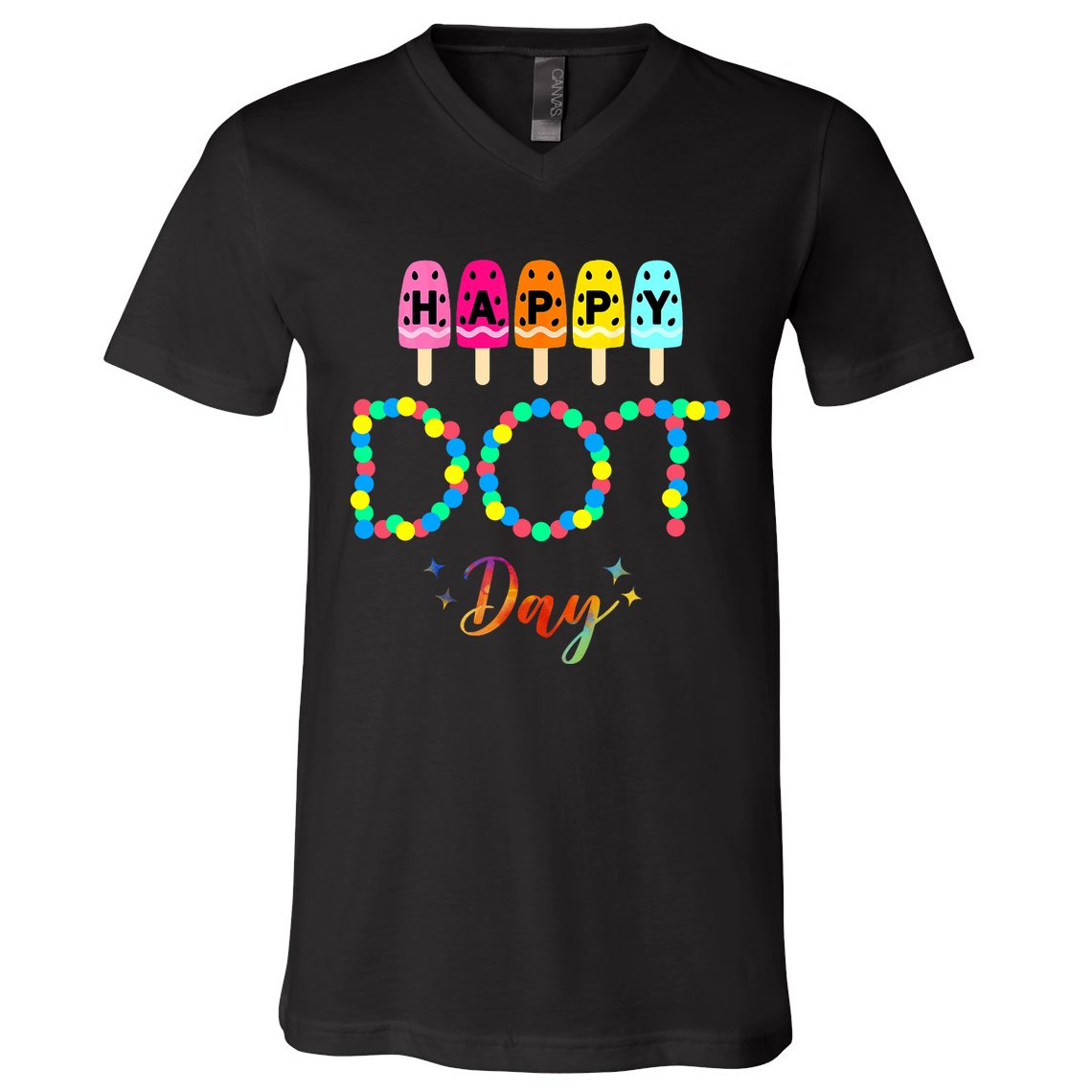Happy Dot Day Colorful V-Neck T-Shirt