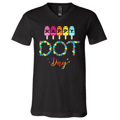 Happy Dot Day Colorful V-Neck T-Shirt